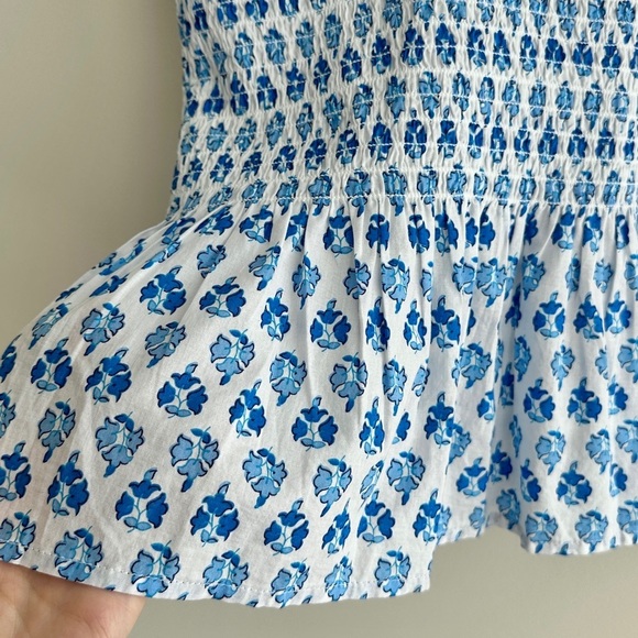 J. Crew Smocked Tie-Shoulder Tank Top, Blue and White, Size XS - Picture 13 of 16